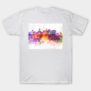 Arles skyline in watercolor background T-Shirt